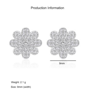 925 Sterling Silver Daisy Pave CZ Floral Stud Earring 40200585 925 Sterling Silver Daisy Pave CZ Floral Stud Earring 40200585