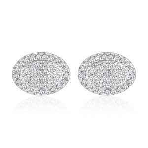 925 Sterling Silver Oval Pave CZ Stud Earring 40200586 925 Sterling Silver Oval Pave CZ Stud Earring 40200586