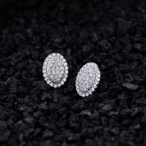 925 Sterling Silver Oval Pave CZ Stud Earring 40200586 925 Sterling Silver Oval Pave CZ Stud Earring 40200586