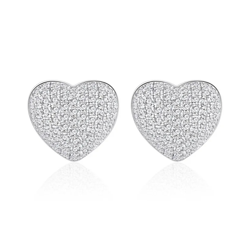 925 Sterling Silver Pave Heart CZ Stud Earring 40200587