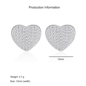 925 Sterling Silver Pave Heart CZ Stud Earring 40200587