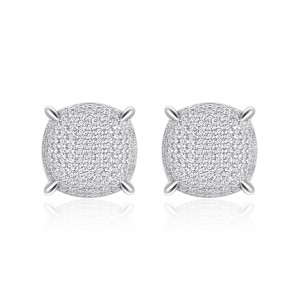 925 Sterling Silver Cushion Pave CZ Stud Earring 40200588