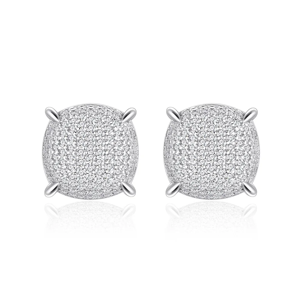 925 Sterling Silver Cushion Pave CZ Stud Earring 40200588