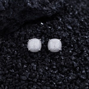 925 Sterling Silver Cushion Pave CZ Stud Earring 40200588