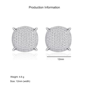 925 Sterling Silver Cushion Pave CZ Stud Earring 40200588