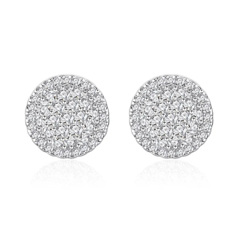 925 Sterling Silver Round Pave CZ Stud Earring 40200589