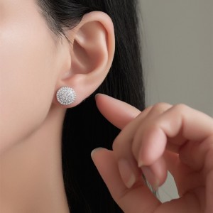 925 Sterling Silver Round Pave CZ Stud Earring 40200589 925 Sterling Silver Round Pave CZ Stud Earring 40200589