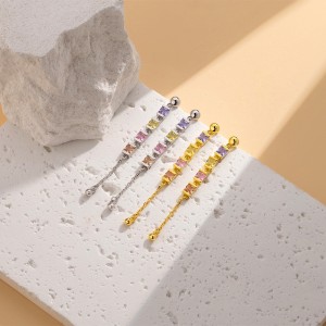 925 Sterling Silver Colorful Cube Tassel Earring 40200590