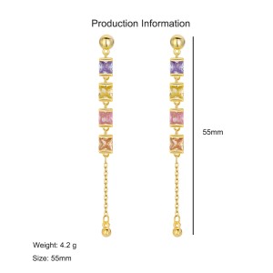 925 Sterling Silver Colorful Cube Tassel Earring 40200590