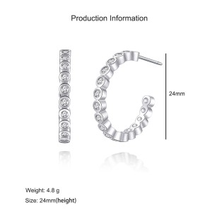 925 Sterling Silver Row-Set Zircon Hoop Earring 40200591