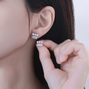 925 Sterling Silver Row-Set Zircon Stud Earring 40200592