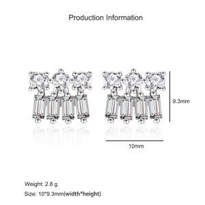 925 Sterling Silver Row-Set Zircon Stud Earring 40200592