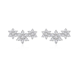 925 Sterling Silver Zircon Snowflake Stud Earring 40200593