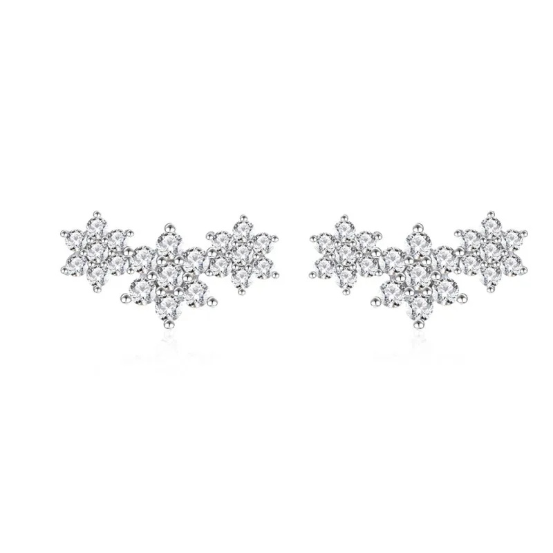 925 Sterling Silver Zircon Snowflake Stud Earring 40200593