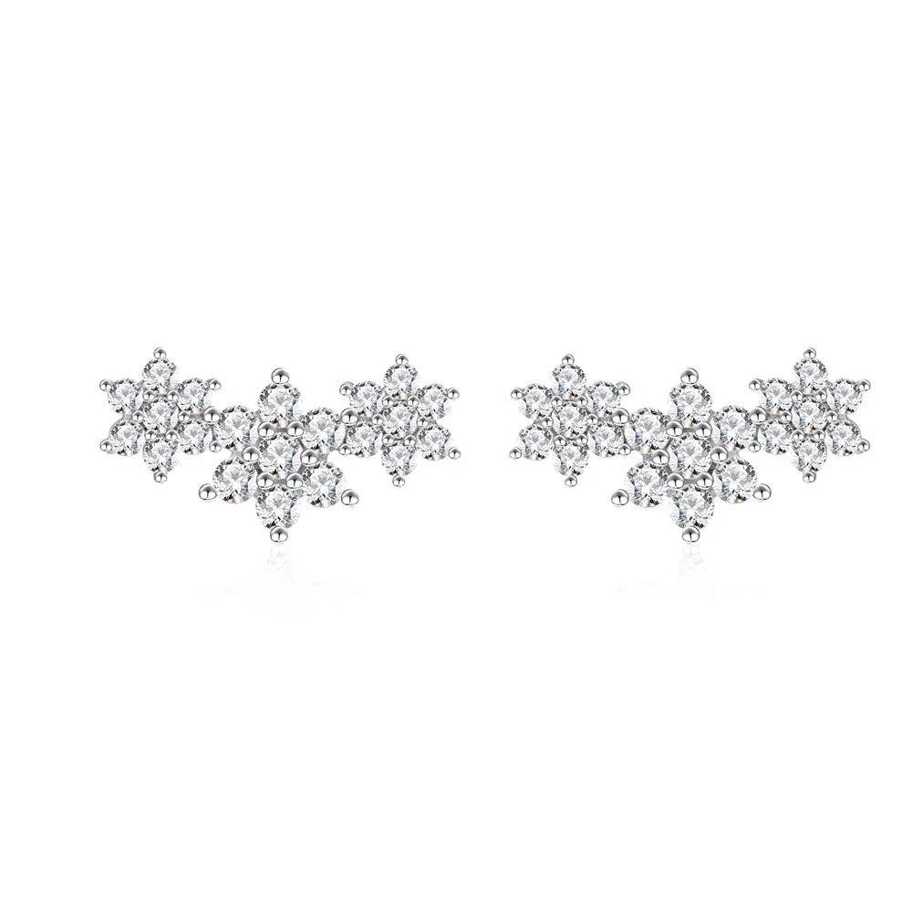 925 Sterling Silver Zircon Snowflake Stud Earring 40200593
