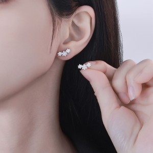 925 Sterling Silver Zircon Snowflake Stud Earring 40200593