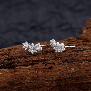 925 Sterling Silver Zircon Snowflake Stud Earring 40200593