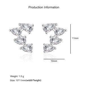 925 Sterling Silver Teardrop Zircon Stud Earring 40200595