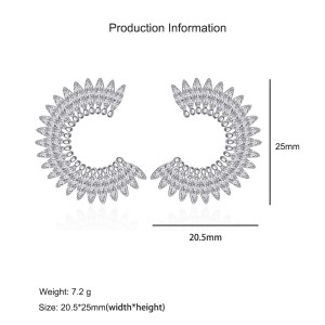925 Sterling Silver Full Zircon Sunburst Stud Earring 40200596