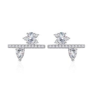925 Sterling Silver Geometric Zircon Stud Earring 40200597