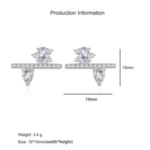 925 Sterling Silver Geometric Zircon Stud Earring 40200597