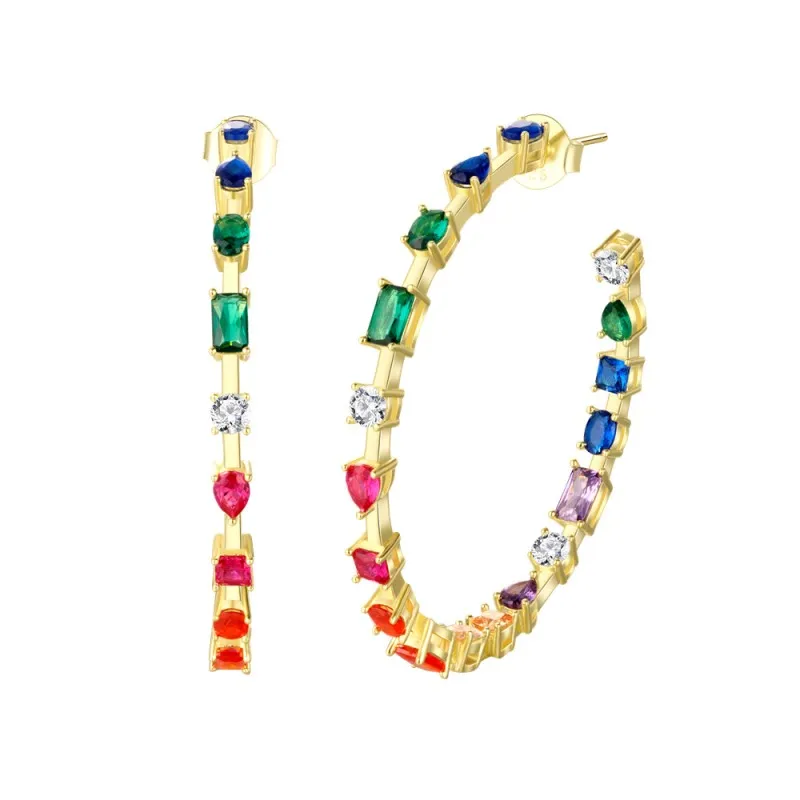 925 Sterling Silver Rainbow Hoop Earring 40200598