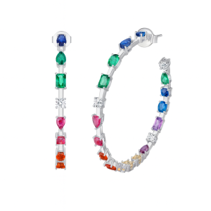 925 Sterling Silver Rainbow Hoop Earring 40200598