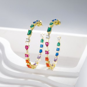 925 Sterling Silver Rainbow Hoop Earring 40200598