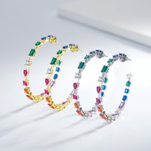 925 Sterling Silver Rainbow Hoop Earring 40200598