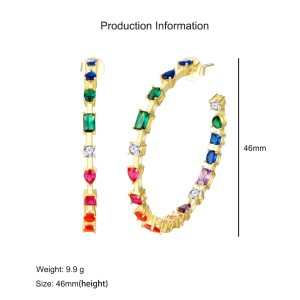 925 Sterling Silver Rainbow Hoop Earring 40200598