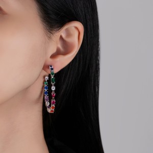 925 Sterling Silver Rainbow Hoop Earring 40200598