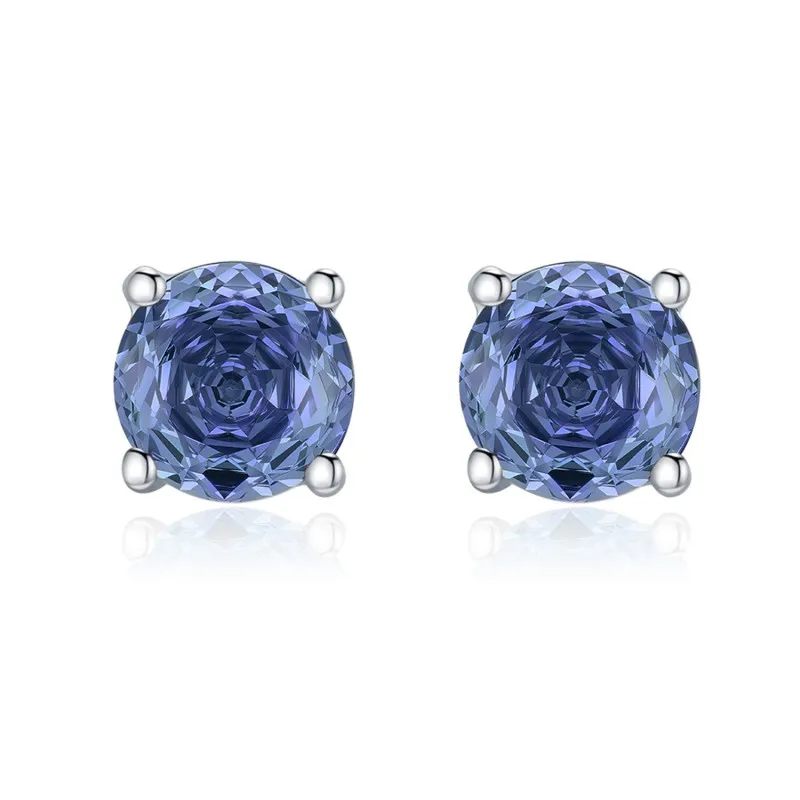 925 Sterling Silver 6mm/8mm Tanzanite Zircon Rose Cut Stud Earring 40200601
