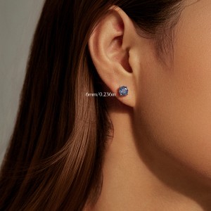 925 Sterling Silver 6mm/8mm Tanzanite Zircon Rose Cut Stud Earring 40200601 925 Sterling Silver 6mm/8mm Tanzanite Zircon Rose Cut Stud Earring 40200601