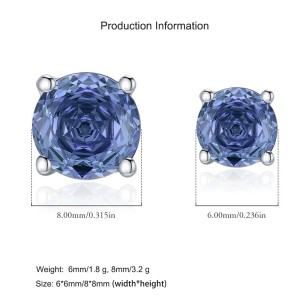 925 Sterling Silver 6mm/8mm Tanzanite Zircon Rose Cut Stud Earring 40200601 925 Sterling Silver 6mm/8mm Tanzanite Zircon Rose Cut Stud Earring 40200601