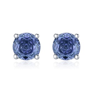 925 Sterling Silver 6mm/8mm Tanzanite Zircon Rose Cut Stud Earring 40200601 925 Sterling Silver 6mm/8mm Tanzanite Zircon Rose Cut Stud Earring 40200601