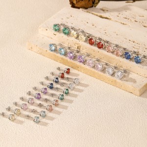 925 Sterling Silver Light Pink Rose Cut Stud Earring 40200609