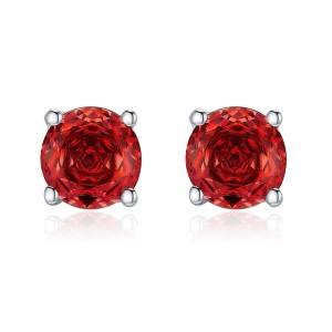 925 Sterling Silver 6mm/8mm Red Rose Cut Stud Earring 40200602 925 Sterling Silver 6mm/8mm Red Rose Cut Stud Earring 40200602