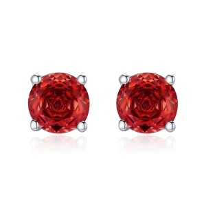 925 Sterling Silver 6mm/8mm Red Rose Cut Stud Earring 40200602 925 Sterling Silver 6mm/8mm Red Rose Cut Stud Earring 40200602