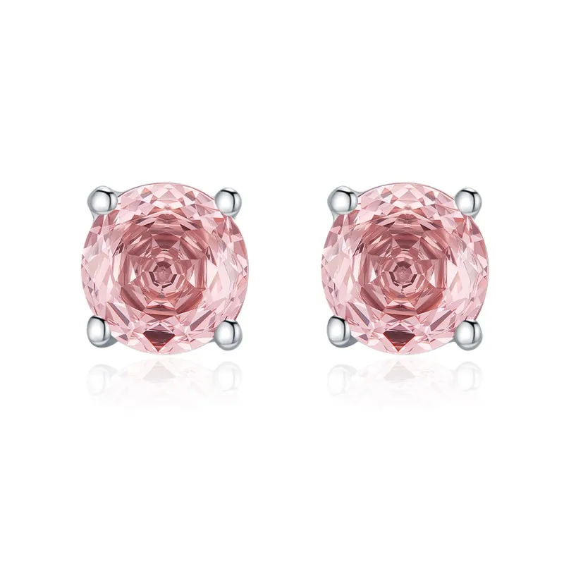 925 Sterling Silver 6mm/8mm Morganite Orange Rose Cut Stud Earring 40200603