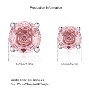 925 Sterling Silver 6mm/8mm Morganite Orange Rose Cut Stud Earring 40200603