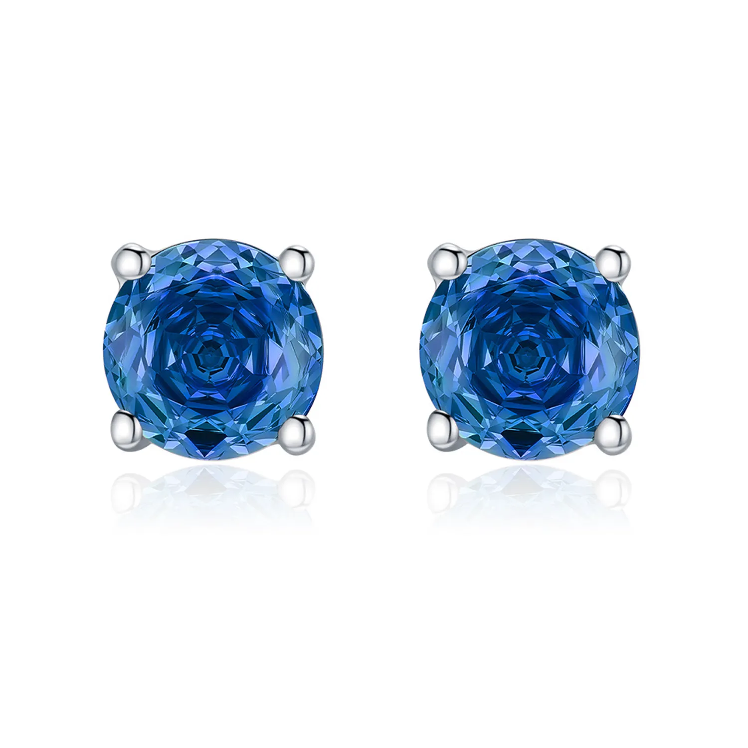 925 Sterling Silver 6mm/8mm Royal Blue Rose Cut Stud Earring 40200604 925 Sterling Silver 6mm/8mm Royal Blue Rose Cut Stud Earring 40200604