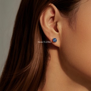 925 Sterling Silver 6mm/8mm Royal Blue Rose Cut Stud Earring 40200604 925 Sterling Silver 6mm/8mm Royal Blue Rose Cut Stud Earring 40200604