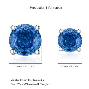925 Sterling Silver 6mm/8mm Royal Blue Rose Cut Stud Earring 40200604 925 Sterling Silver 6mm/8mm Royal Blue Rose Cut Stud Earring 40200604