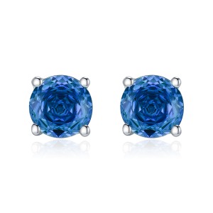 925 Sterling Silver 6mm/8mm Royal Blue Rose Cut Stud Earring 40200604 925 Sterling Silver 6mm/8mm Royal Blue Rose Cut Stud Earring 40200604