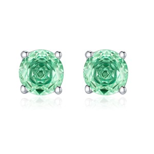 925 Sterling Silver 6mm/8mm Paraiba Blue Rose Cut Stud Earring 40200605