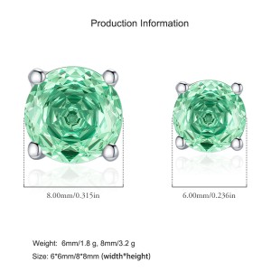 925 Sterling Silver 6mm/8mm Paraiba Blue Rose Cut Stud Earring 40200605