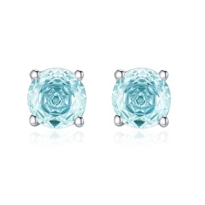 925 Sterling Silver Light Aqua Blue Rose Cut Stud Earring 40200606 925 Sterling Silver Light Aqua Blue Rose Cut Stud Earring 40200606