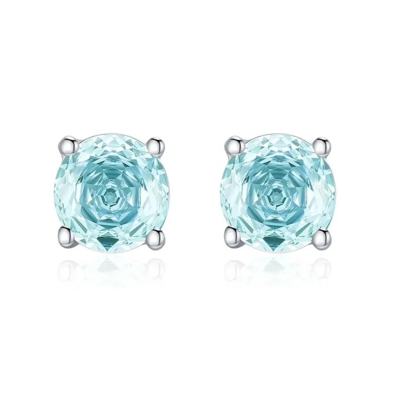 925 Sterling Silver Light Aqua Blue Rose Cut Stud Earring 40200606