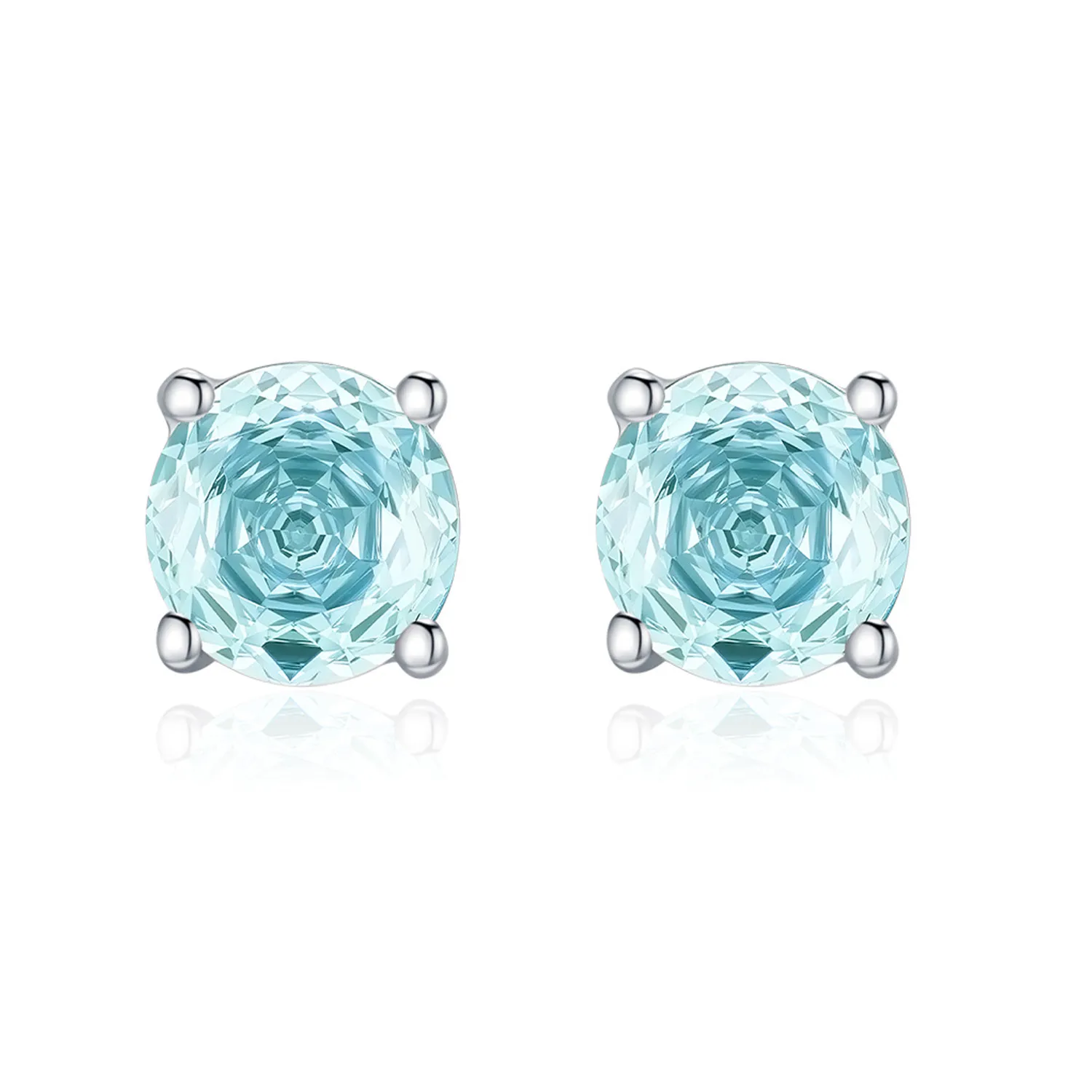 925 Sterling Silver Light Aqua Blue Rose Cut Stud Earring 40200606 925 Sterling Silver Light Aqua Blue Rose Cut Stud Earring 40200606