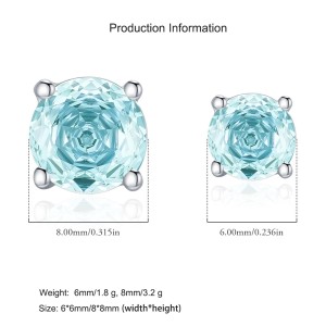 925 Sterling Silver Light Aqua Blue Rose Cut Stud Earring 40200606 925 Sterling Silver Light Aqua Blue Rose Cut Stud Earring 40200606